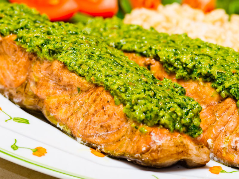 Cheese-Free Pesto Salmon